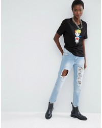 schwarzes T-shirt von Love Moschino