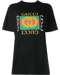 schwarzes T-shirt von Gucci
