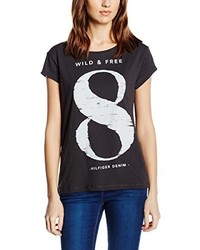 schwarzes T-shirt von Hilfiger Denim