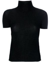 schwarzes T-shirt von Issey Miyake