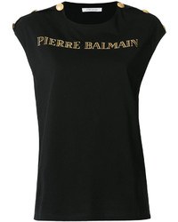 schwarzes T-shirt von PIERRE BALMAIN