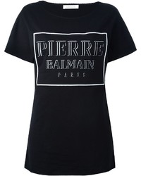 schwarzes T-shirt von PIERRE BALMAIN