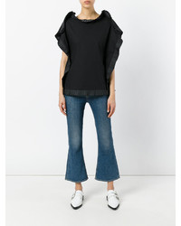 schwarzes T-shirt von MM6 MAISON MARGIELA