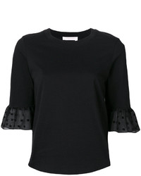 schwarzes T-shirt von See by Chloe