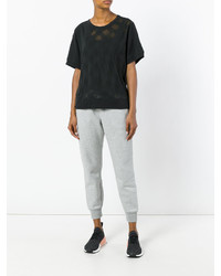 schwarzes T-shirt von adidas by Stella McCartney