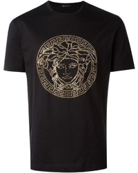 schwarzes T-shirt von Versace