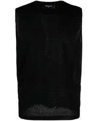 schwarzes Trägershirt aus Netzstoff von DSQUARED2