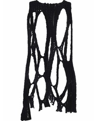 schwarzes Trägershirt aus Netzstoff von Rick Owens