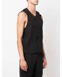 schwarzes Trägershirt von Homme Plissé Issey Miyake