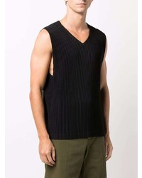 schwarzes Trägershirt von Homme Plissé Issey Miyake