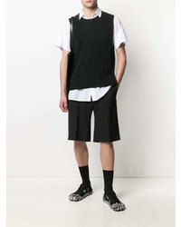 schwarzes Trägershirt von Homme Plissé Issey Miyake