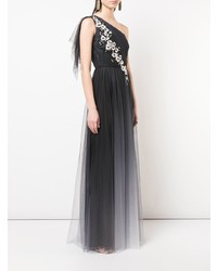 schwarzes Tüll Ballkleid mit Blumenmuster von Marchesa Notte