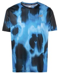 schwarzes und blaues Mit Batikmuster T-Shirt mit einem Rundhalsausschnitt