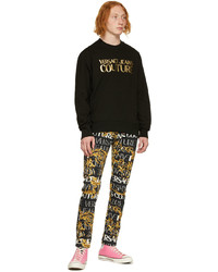 schwarzes und goldenes bedrucktes Sweatshirt von VERSACE JEANS COUTURE