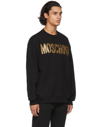 schwarzes und goldenes bedrucktes Sweatshirt von Moschino