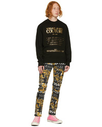 schwarzes und goldenes bedrucktes Sweatshirt von VERSACE JEANS COUTURE