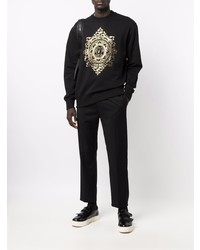 schwarzes und goldenes bedrucktes Sweatshirt von VERSACE JEANS COUTURE