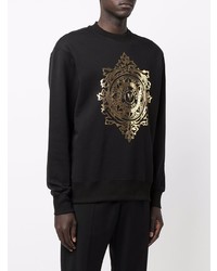 schwarzes und goldenes bedrucktes Sweatshirt von VERSACE JEANS COUTURE