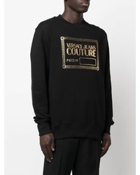 schwarzes und goldenes bedrucktes Sweatshirt von VERSACE JEANS COUTURE