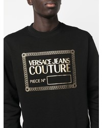 schwarzes und goldenes bedrucktes Sweatshirt von VERSACE JEANS COUTURE