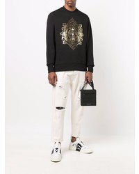 schwarzes und goldenes bedrucktes Sweatshirt von VERSACE JEANS COUTURE