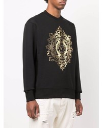 schwarzes und goldenes bedrucktes Sweatshirt von VERSACE JEANS COUTURE