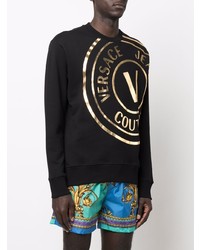 schwarzes und goldenes bedrucktes Sweatshirt von VERSACE JEANS COUTURE