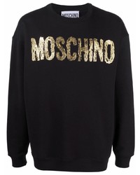 schwarzes und goldenes bedrucktes Sweatshirt von Moschino