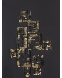 schwarzes und goldenes bedrucktes T-Shirt mit einem Rundhalsausschnitt von Fendi