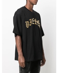 schwarzes und goldenes bedrucktes T-Shirt mit einem Rundhalsausschnitt von Diesel