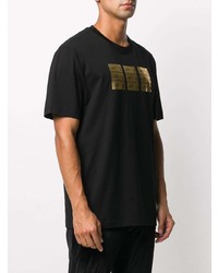 schwarzes und goldenes bedrucktes T-Shirt mit einem Rundhalsausschnitt von Versace