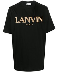 schwarzes und goldenes bedrucktes T-Shirt mit einem Rundhalsausschnitt von Lanvin