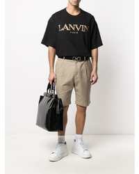 schwarzes und goldenes bedrucktes T-Shirt mit einem Rundhalsausschnitt von Lanvin