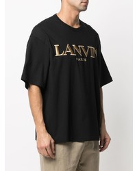 schwarzes und goldenes bedrucktes T-Shirt mit einem Rundhalsausschnitt von Lanvin