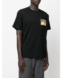 schwarzes und goldenes bedrucktes T-Shirt mit einem Rundhalsausschnitt von VERSACE JEANS COUTURE