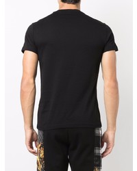 schwarzes und goldenes bedrucktes T-Shirt mit einem Rundhalsausschnitt von VERSACE JEANS COUTURE