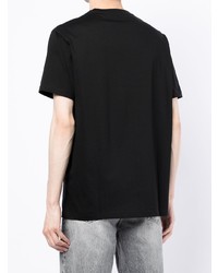 schwarzes und goldenes bedrucktes T-Shirt mit einem Rundhalsausschnitt von Armani Exchange