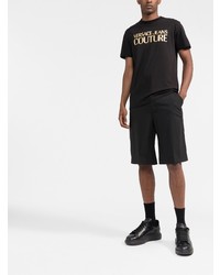 schwarzes und goldenes bedrucktes T-Shirt mit einem Rundhalsausschnitt von VERSACE JEANS COUTURE