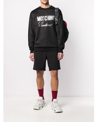 schwarzes und silbernes bedrucktes Sweatshirt von Moschino