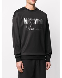 schwarzes und silbernes bedrucktes Sweatshirt von Moschino