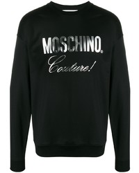 schwarzes und silbernes bedrucktes Sweatshirt von Moschino