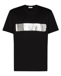 schwarzes und silbernes bedrucktes T-Shirt mit einem Rundhalsausschnitt von Givenchy