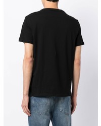 schwarzes und silbernes bedrucktes T-Shirt mit einem Rundhalsausschnitt von Armani Exchange