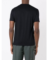 schwarzes und silbernes bedrucktes T-Shirt mit einem Rundhalsausschnitt von Armani Exchange