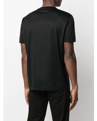 schwarzes und silbernes bedrucktes T-Shirt mit einem Rundhalsausschnitt von Emporio Armani