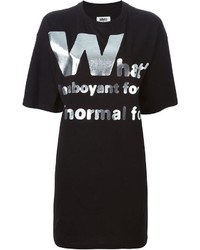 schwarzes und silbernes bedrucktes T-Shirt mit einem Rundhalsausschnitt von MM6 MAISON MARGIELA