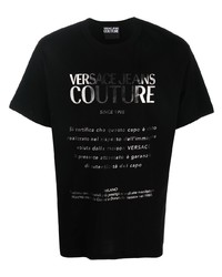 schwarzes und silbernes bedrucktes T-Shirt mit einem Rundhalsausschnitt von VERSACE JEANS COUTURE