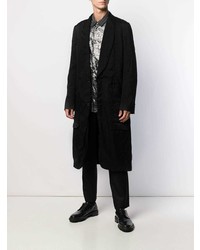 schwarzes und silbernes Langarmhemd von Comme Des Garcons Homme Plus