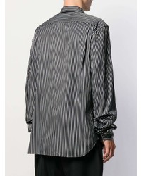 schwarzes und silbernes Langarmhemd von Comme Des Garcons Homme Plus