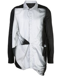 schwarzes und silbernes Langarmhemd von Rick Owens